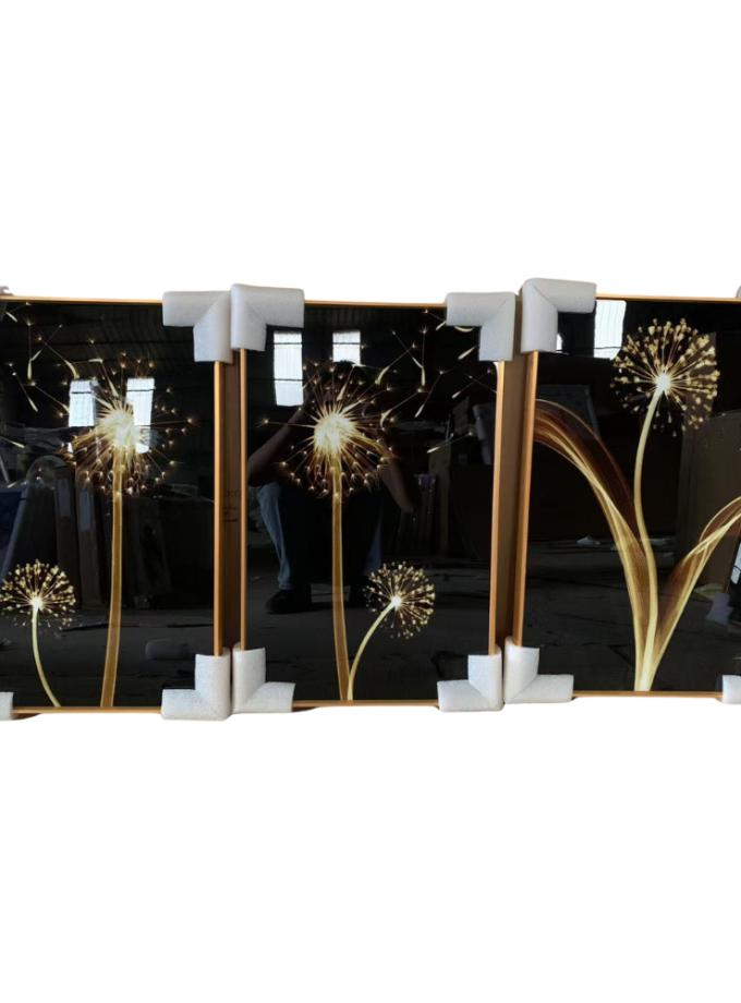 Gold Dandelion Glass Wall Art Set of 3